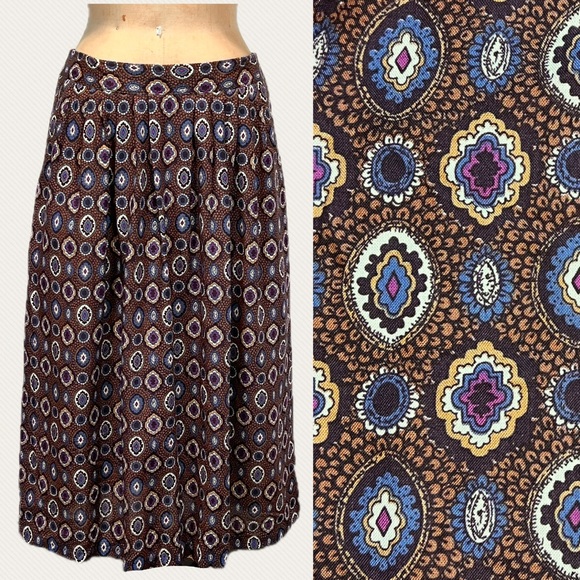 Requirements Dresses & Skirts - VINTAGE 80s dark moody paisley medallion midi skirt office professional academia